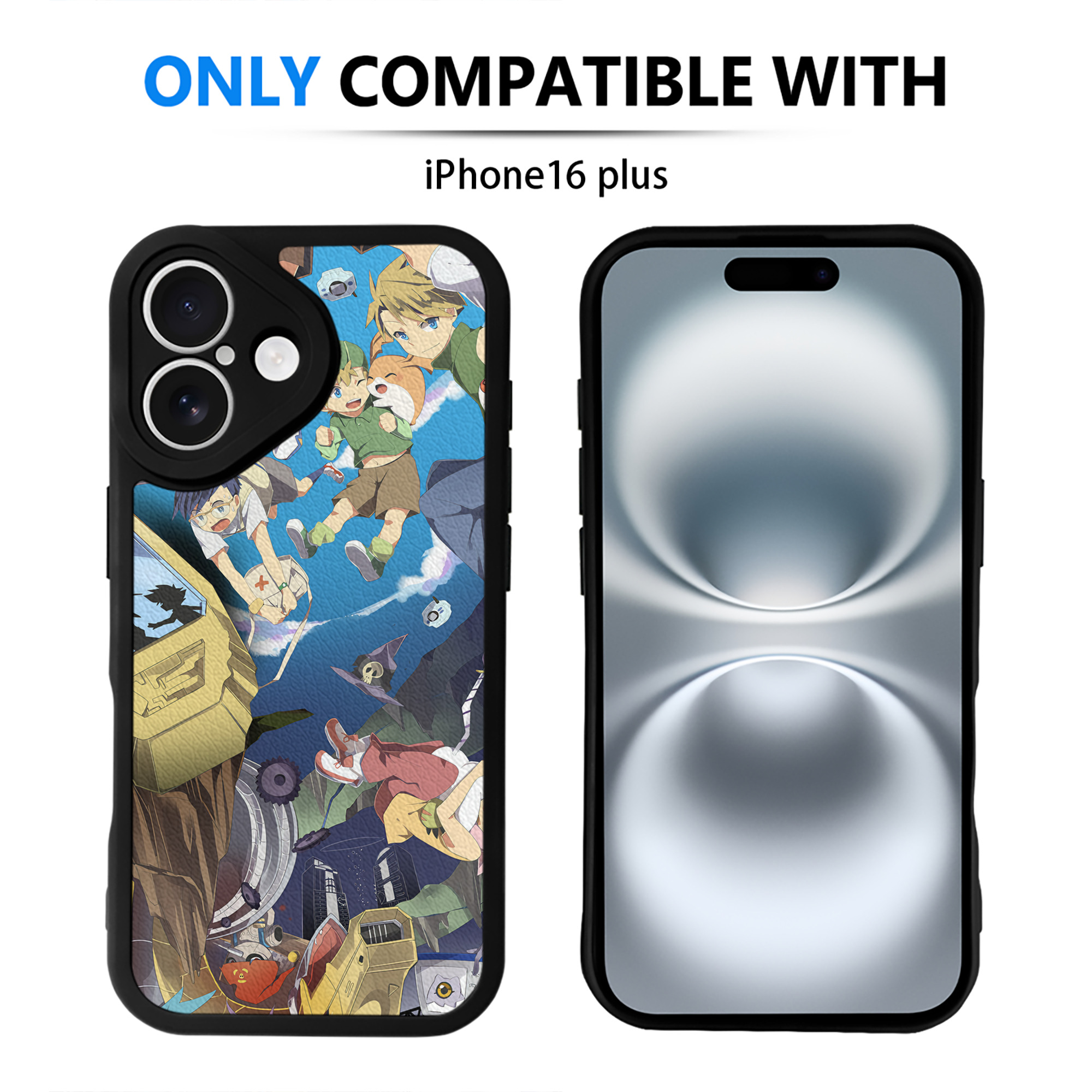 （画像用） Digimon デジタルモンスター/デジモン 【iPhone 16シリーズ対応】シリコンスマホケース（レザー調） 材質：シリコン